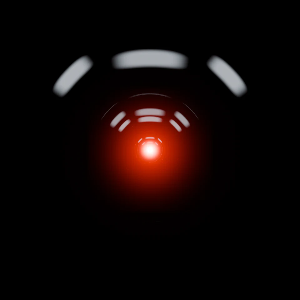 Final rendered HAL eye with soft reflections and red glow