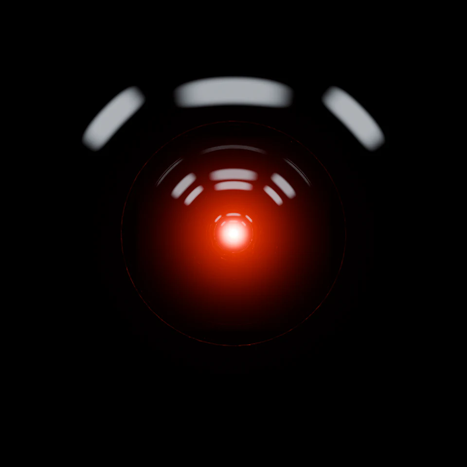 Final rendered HAL eye with soft reflections and red glow