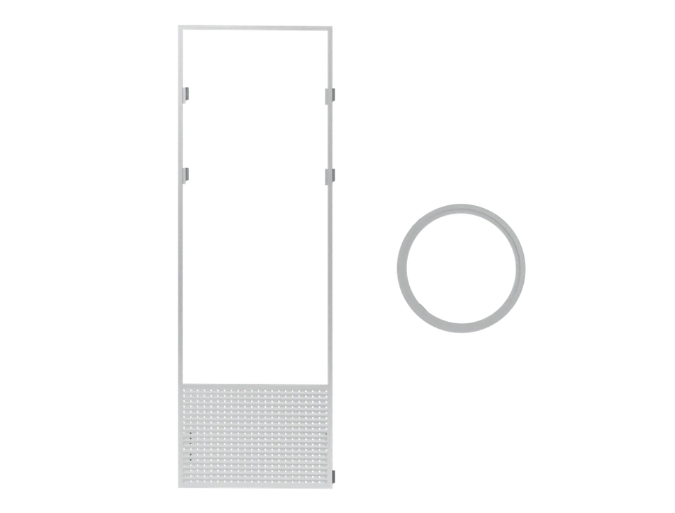 The silver frame and grille, with the separate eye trim